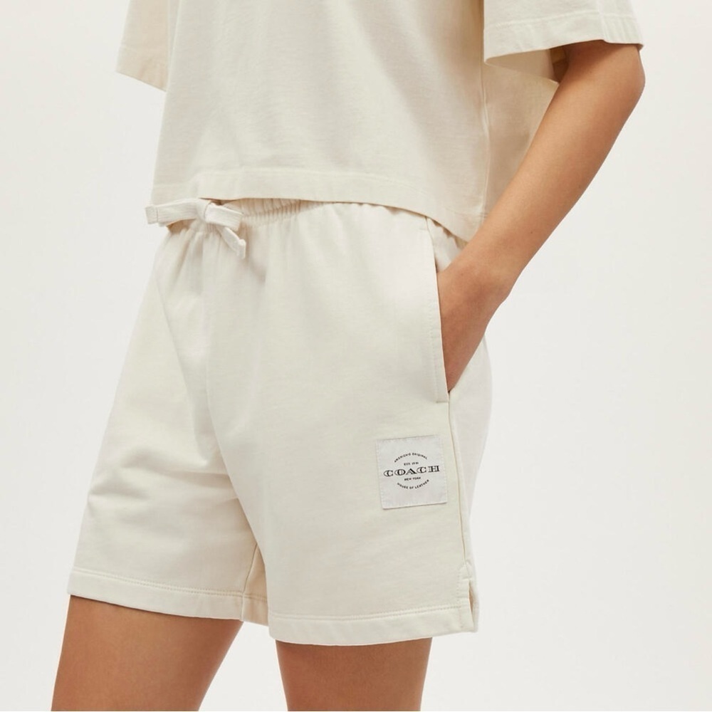 Coach Garment Die Track Shorts Cream Size Small